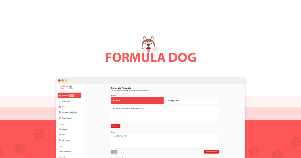 Formula.dog - Generate formulas with AI | AppSumo