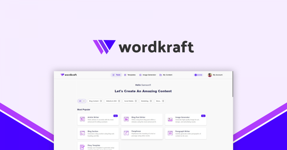Wordkraft.ai - Create content with 64 AI tools | AppSumo
