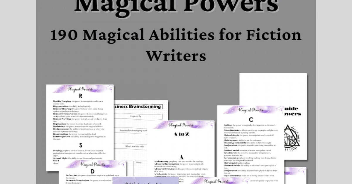 A Writers Guide to Magic Powers Types of Magic Powers Unique - Etsy Canada